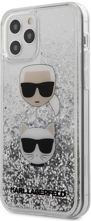 Karl Lagerfeld Liquid Glitter 2 Heads Etui iPhone 12 / 12 Pro srebrny