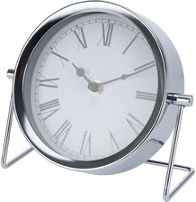 Zdjęcie Home Styling Collection Zegar stołowy okrągły na metalowej podstawie srebrny (NBE000040) - Pruchnik