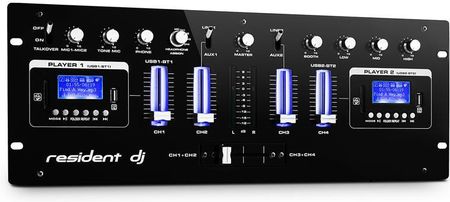 Resident DJ DJ405USB 4-kanałowy mikser DJ 2 x Bluetooth USB SD AUX funkcja nagrywania