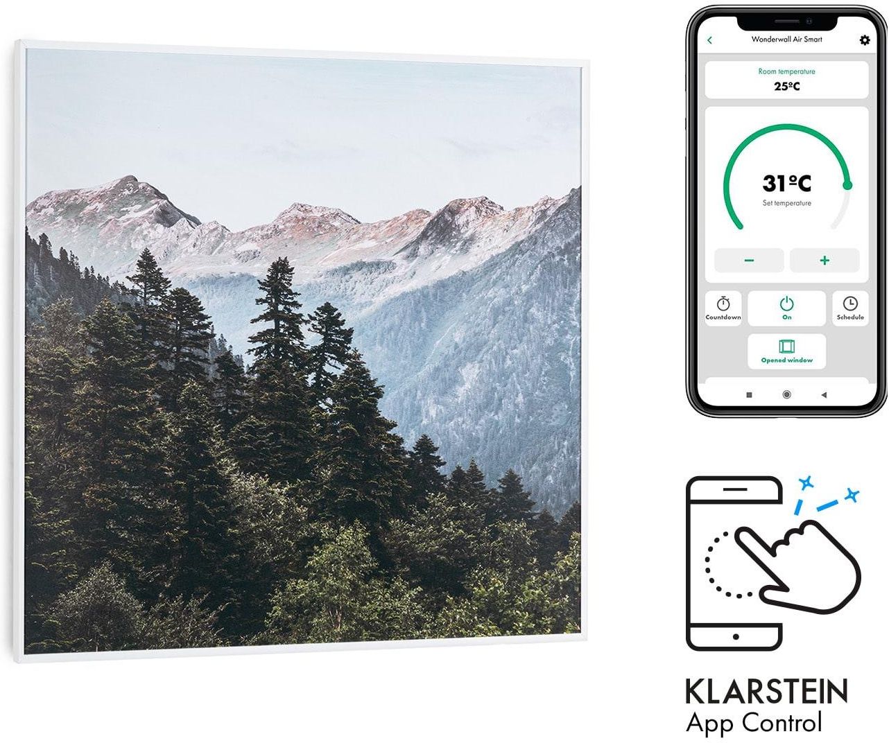 Klarstein Wonderwall Air Art Smart Na Podczerwień 60X60Cm 350W App Góry ...