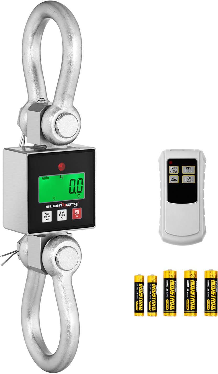 Báscula De Grúa Steinberg Systems - Capacidad 3000 Kg, Precisión 1 Kg, Pantalla LED, Funciones TARE, HOLD, SUM