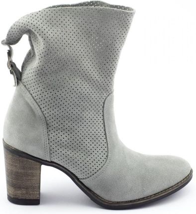 Ażurowe skórzane botki Sophia szare - Szary