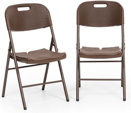 Blumfeldt Burgos Seat krzesło składane 2 szt. HDPE stal technorattan brązowe