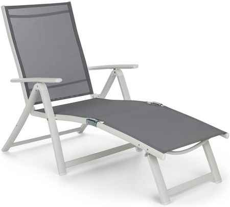 Blumfeldt Pomporto Lounge leżak PVC PE aluminium 7-stopni biały/jasnoszary