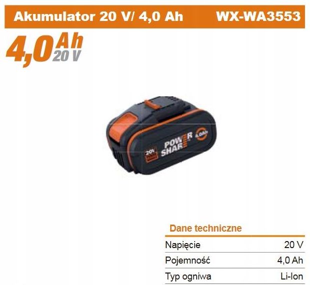 Worx Bateria Akumulator 4ah 20v Lion Wa3553 Opinie I Ceny Na Ceneopl 7726