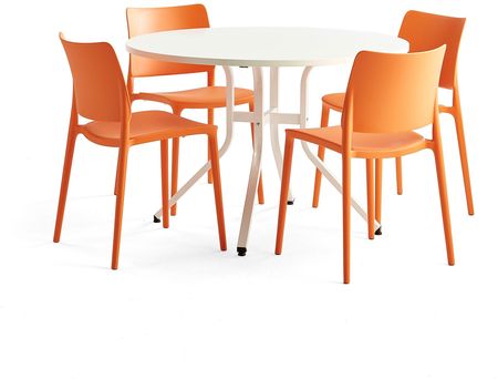 Aj Produkty Zestaw Mebli Various Rio Stół 4 Krzesła Pomarańczowy