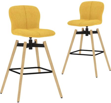 Obrotowe Krzesła Barowe 2Szt. Żółte Tkanina