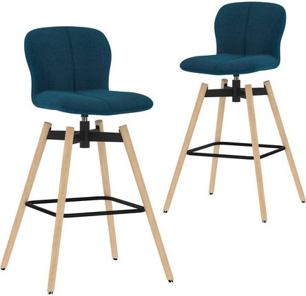vidaXL Obrotowe Krzesła Barowe 2Szt. Niebieskie Tkanina