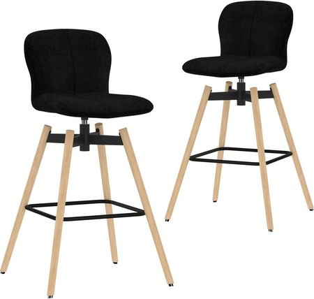 vidaXL Obrotowe Krzesła Barowe 2Szt. Czarne Tkanina