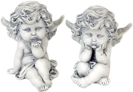 Pigmejka Figurka Siedzący Anioł, Dwie Opcje, Szary H6,5 Cm