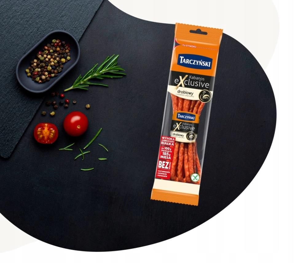 Tarczyński Kabanosy Exclusive drobiowy z dodatkiem wieprzowiny 105g - zdjęcie 1 Tarczyński Kabanosy Exclusive drobiowy z dodatkiem wieprzowiny 105g