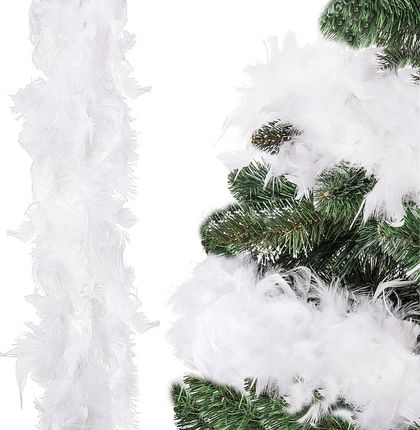Boa Z Piór Naturalnych 600 Cm Łańcuch Na Choinkę Ozdoba Świąteczna Biały