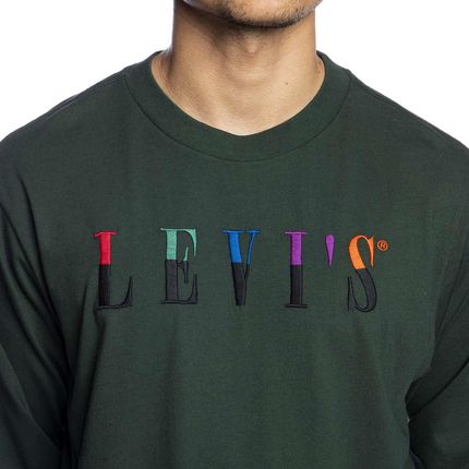 Koszulka Longsleeve Levi's LS Graphic Mockneck Tee zielona zielony - Ceny i opinie T-shirty i koszulki męskie MVYP
