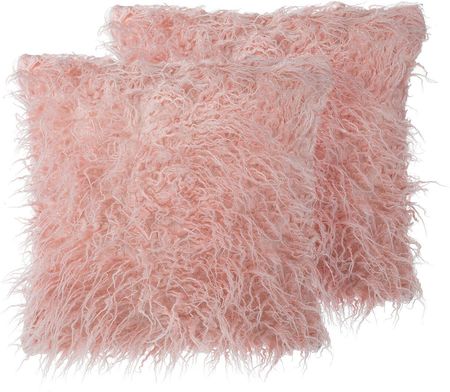 Beliani Zestaw 2 poduszek dekoracyjnych włochacz 45x45 cm sztuczne futerko różowy Daisy