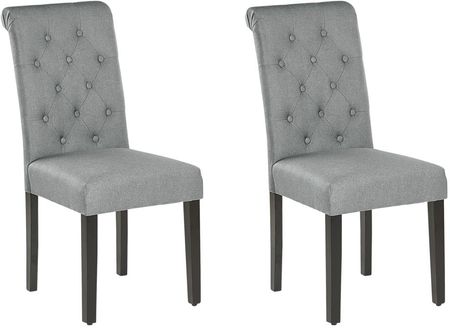 Beliani Zestaw 2 krzeseł do jadalni tapicerowane pikowane wysokie oparcie szare Velva