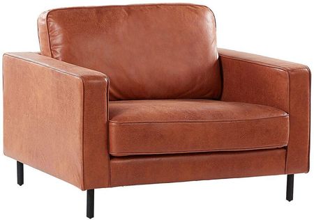 Beliani Fotel brązowy ekoskóra nowoczesny z podłokietnikami retro metalowe nogi Savalen