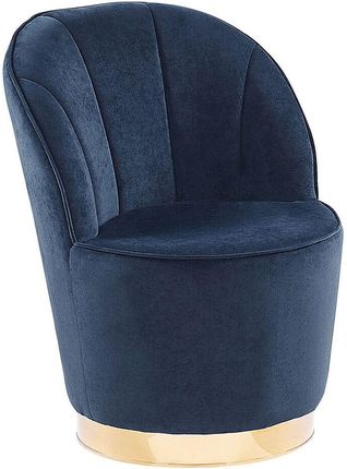 Beliani Fotel glam krzesło tapicerowane welurowe bez podłokietników niebieski Alby