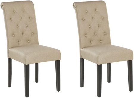 Beliani Zestaw 2 krzeseł do jadalni tapicerowane pikowane wysokie oparcie beżowe Velva