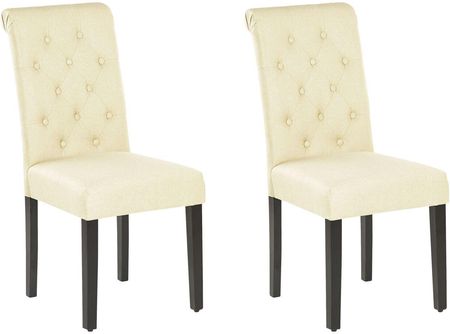 Beliani Zestaw 2 krzeseł do jadalni tapicerowane pikowane wysokie oparcie kremowe Velva