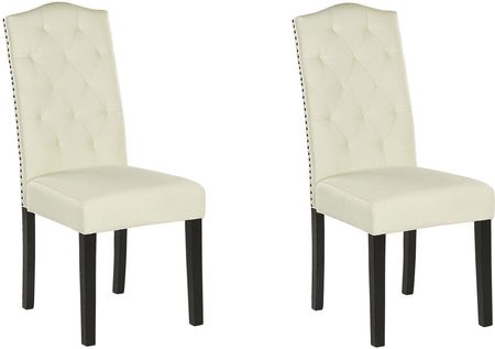 Zestaw 2 tapicerowanych krzeseł do jadalni kremowych SHIRLEY