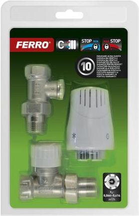 Ferro Komplet termostatyczny prosty z zaworem z nastawą wstępną (ZTMN01)