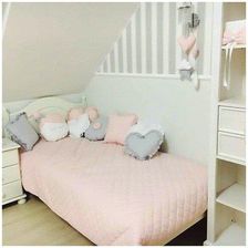 Zdjęcie Dolly Pikowana Narzuta 80/180Cm Pudrowo Różowa Z Szarymi Pomponami - Raszków
