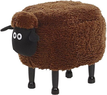 Beliani Pufa zwierzak owca sztuczne futerko ze schowkiem na zabawki brązowa Sheep