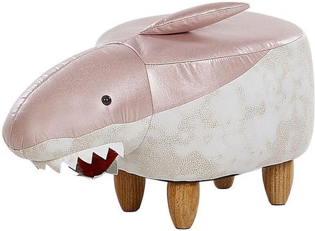 Beliani Pufa zwierzak siedzisko dla dziecka ekoskóra drewniane nóżki różowa Shark