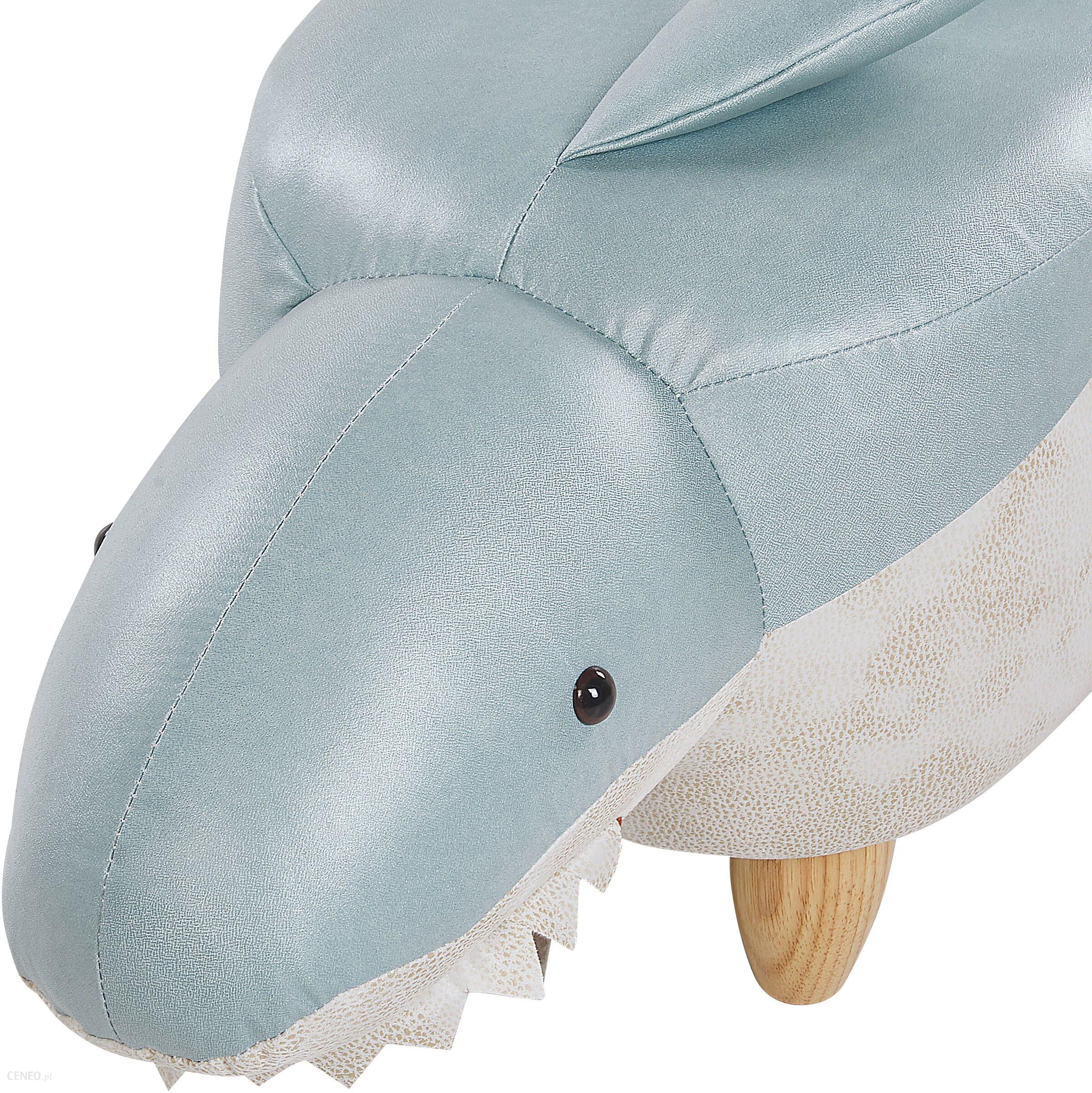 Beliani Pufa zwierzak siedzisko dla dziecka ekoskóra drewniane nóżki niebieska Shark