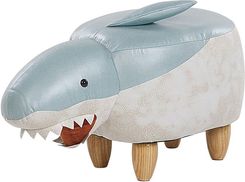 Beliani Pufa zwierzak siedzisko dla dziecka ekoskóra drewniane nóżki niebieska Shark - Fotele i pufy dziecięce