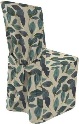 Dekoria Sukienka Na Krzesło Liście W Kolorze Szmaragdowej Zieleni Z Fioletem Lnianym Tle 45 × 94Cm Abigail