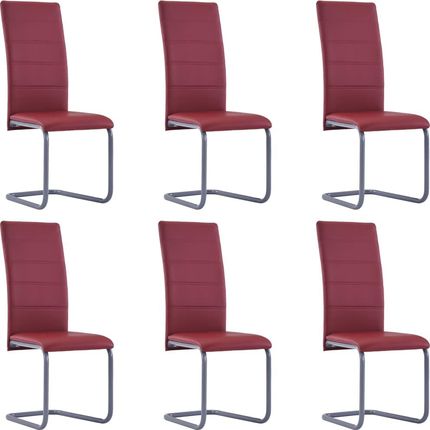 Krzesła Stołowe Wspornikowe 6Szt Czerwone Sztuczna Skóra 13452-278098