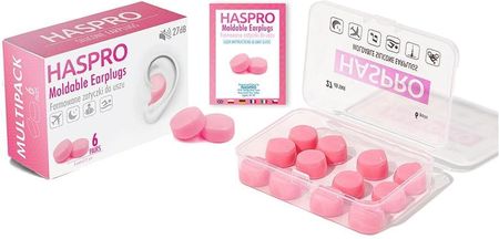 Haspro Formowane zatyczki do uszu różowe 6 par