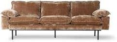 Hkliving Sofa Retro 3 Osobowa Aksamitny Sztruks W Kolorze Postarzanego Złota
