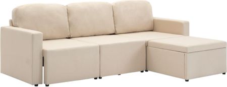 3 Osobowa Rozkładana Sofa Modułowa Kremowa Tkanina