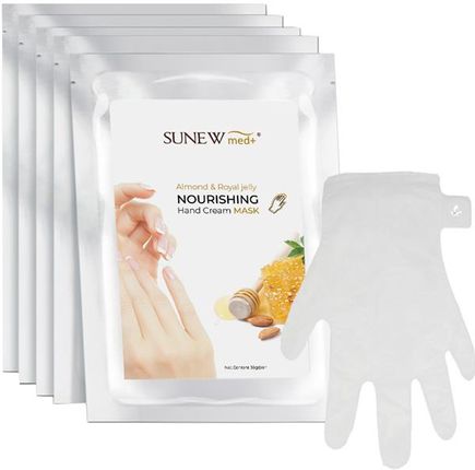 SunewMed+ odżywcza maska do dłoni olej ze słodkich migdałów i mleczko pszczele rękawiczki 36g