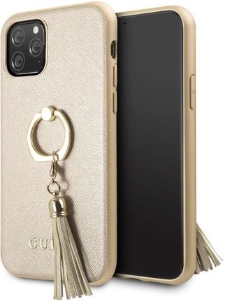 Guess Etui GUHCN58RSSABE Apple iPhone 11 Pro beige/beżowy hard case Saffiano with ring stand (GUE578BEI)