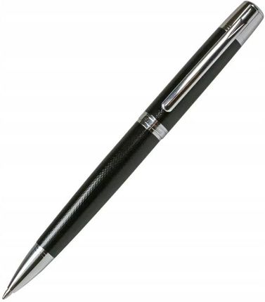 Titanum Długopis Obrotowy 10Kb008 Metalowy Czarny Jodełkowy Wzór Srebrne Wykończenie Niebieski Wkład 0,7 Mm
