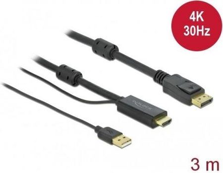 DELOCK  KABEL HDMI(M)-DISPLAYPORT (M)4K 3M USB A(M) 85965  (1_747984)