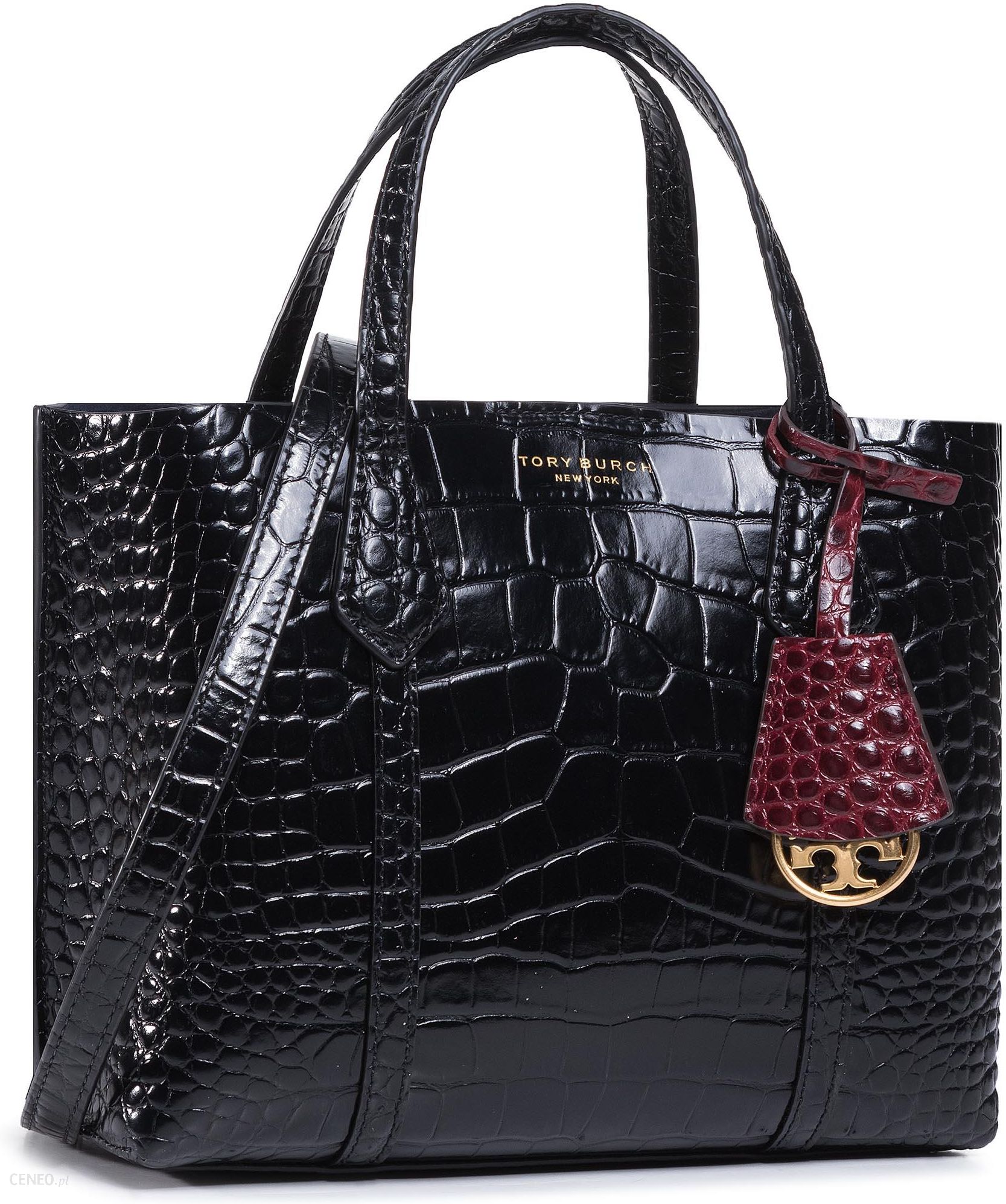 Torebka TORY BURCH - Perry Embossed Small Triple-Compartment Tote 74594  Black 001 - Ceny i opinie 