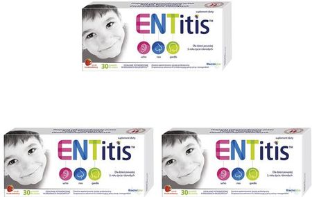 ENTitis Zestaw dla dzieci powyżej 3 roku życia truskawkowy 3x30past.
