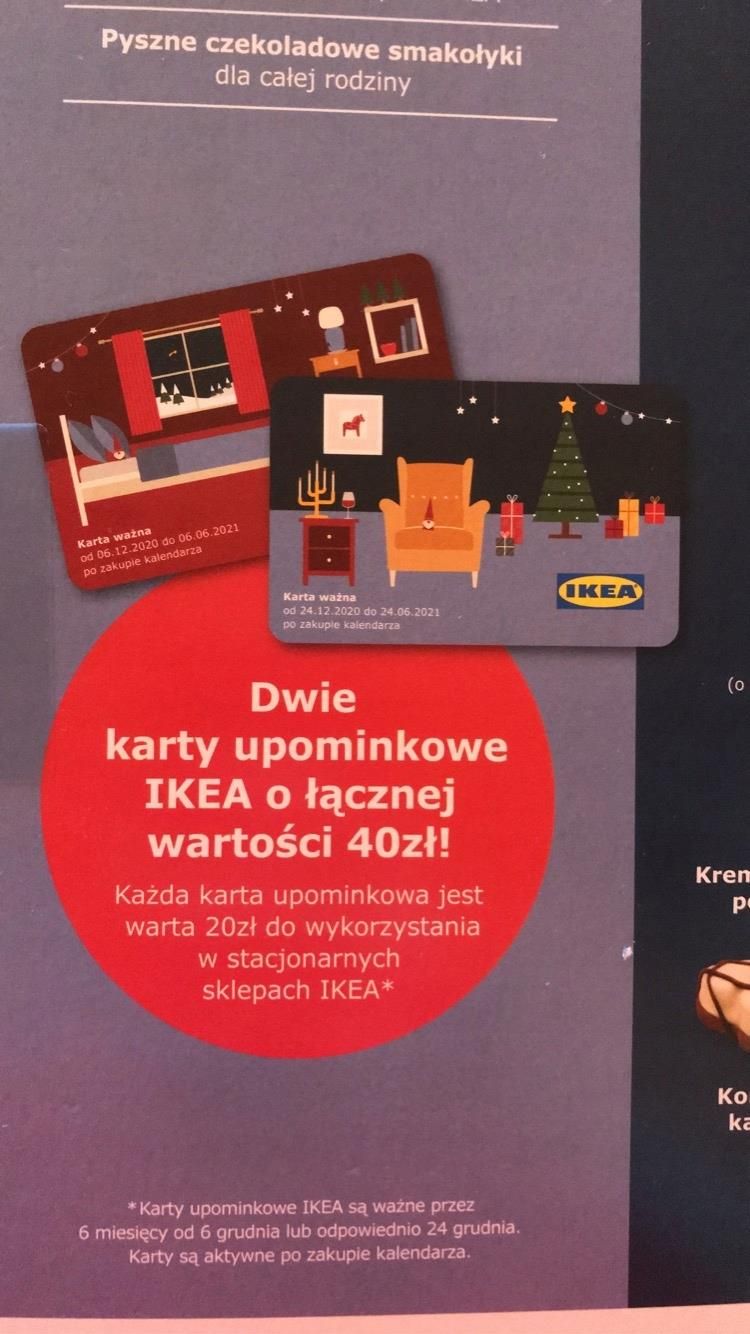 Ikea kalendarz adwentowy z czekoladkami z kartami podarunkowymi Ceny