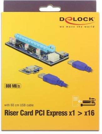 DELOCK RISER CARD PCI X1 > X16 USB (41426)