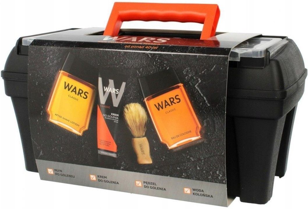 Wars Zestaw Prezentowy Skrzynka Classic Woda Po Gol 90ml + Krem Do Golenia 65G + Woda Kolońska 90ml + Pędzel - zdjęcie 1 Wars Zestaw Prezentowy Skrzynka Classic Woda Po Gol 90ml + Krem Do Golenia 65G + Woda Kolońska 90ml + Pędzel