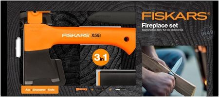 FISKARS 1057913 siekiera + nóż + ostrzałka