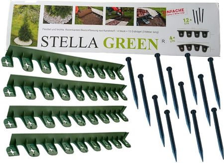 Stella Green Obrzeże trawnikowe plastikowe 4szt + 12 kotew (66617)