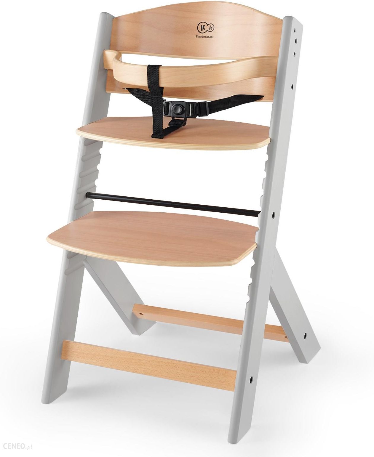 Kinderkraft Krzesełko do karmienia ENOCK szaro-drewniane