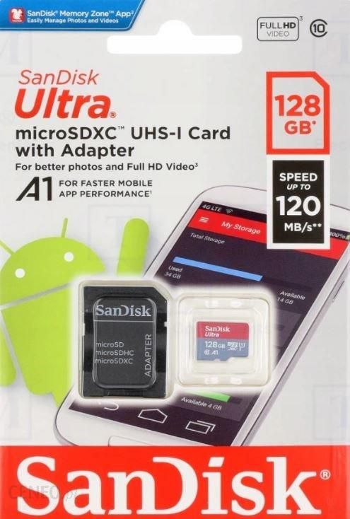 SanDisk 128GB microSDXC Ultra 120MB/s A1 C10 UHS-I U1 (SDSQUA4128GGN6MA)