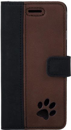 Surazo Wallet Case Nubuk Czarny I Orzechowy Łapa Psa Do Sony Xperia Xz2 Compact