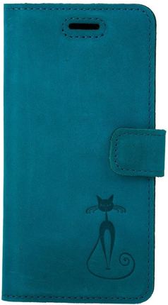 SURAZO WALLET CASE NUBUK TURKUS I BAJECZNY KOT DO SONY XPERIA XZ1